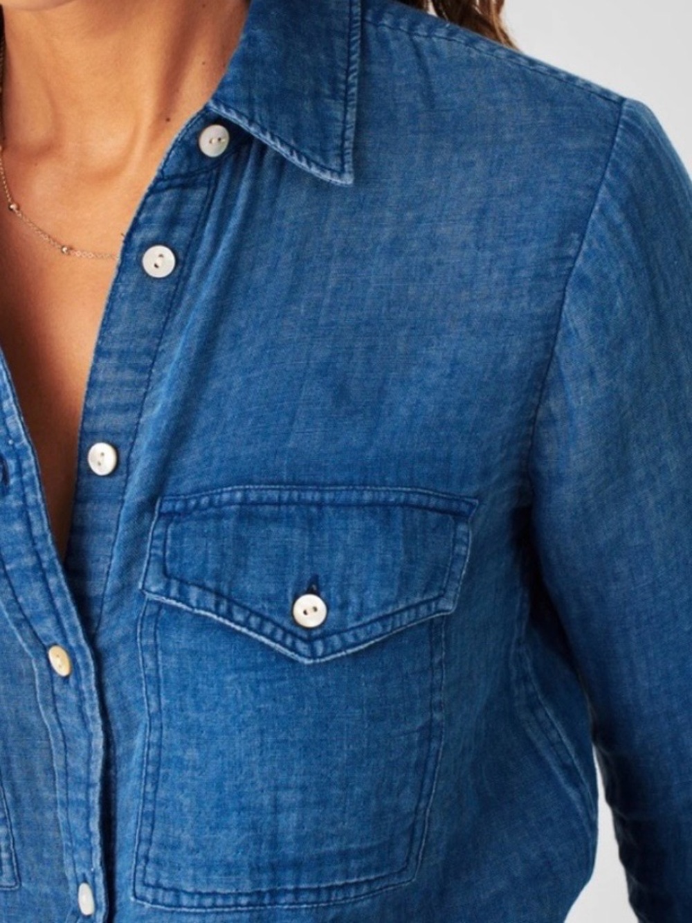 Faherty Indigo Blue Denim Button-Front Shirt